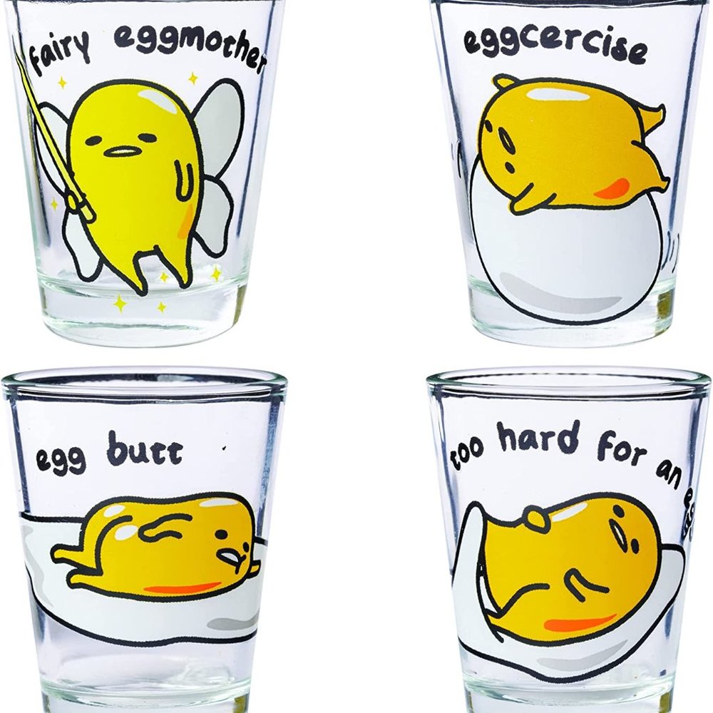 Sanrio Gudetama Shotglass Set 4pc Mini Glasses Lazy Egg Cute Kawaii
